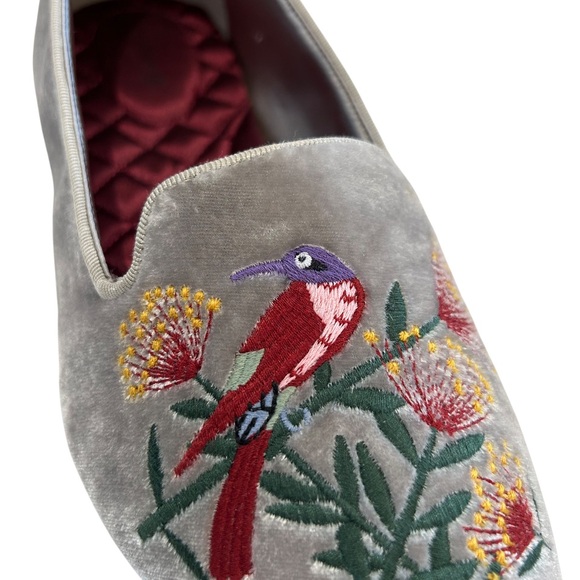 Birdies x Minted women’s velvet Blackbird loafer flat in Royal Perch 8.5 grey - Picture 3 of 10